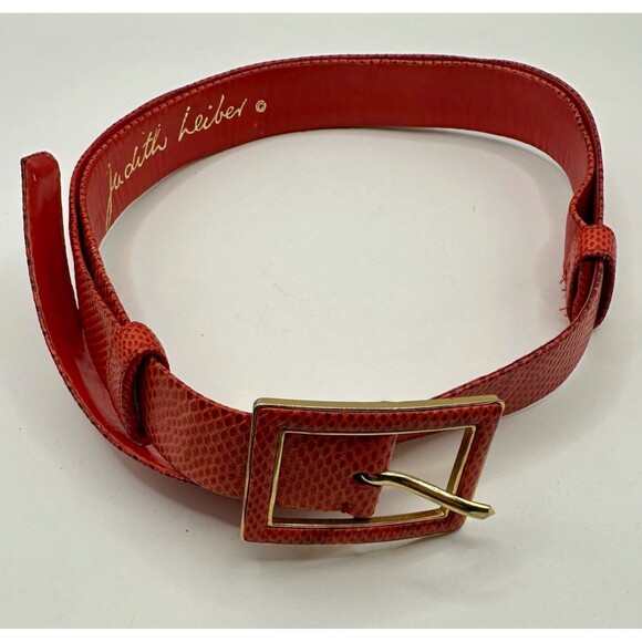 RARE Judith Leiber Red Adjustable Snake Skin Belt Fits Size 21-33\